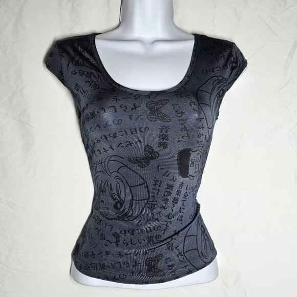 Tops - Vintage y2k 90s anime Japan aop baby tee